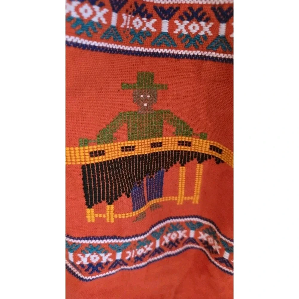 VTG‎ Guatemalan Handwoven Embroidered Apron Cross Stitch Folk Art Boho Chic